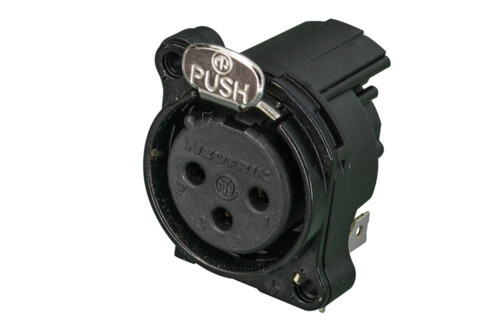 XLR Jack, Female, Right Angle, Locking Tab