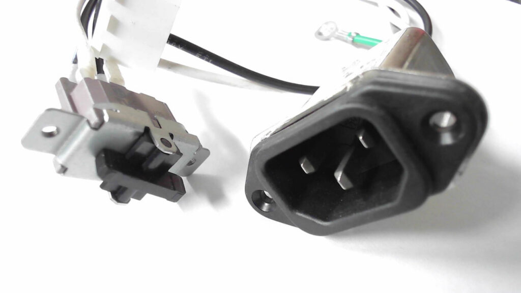 AC Inlet, Panel Mount, Flange.  w/ Switch